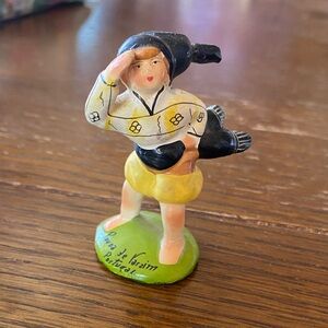 Hand-Painted Yellow Folk Art Sculpture Figurine - Povoa de Varzim, Portugal